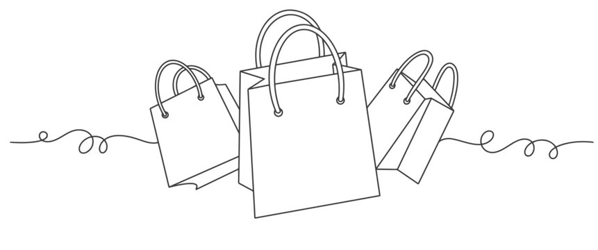 Shoping bag line art style vector illustration, black friday element design