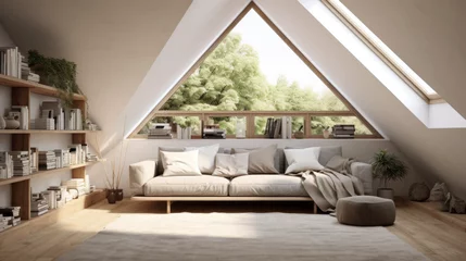 Foto op Plexiglas attic space has been transformed into a cozy living area © Textures & Patterns