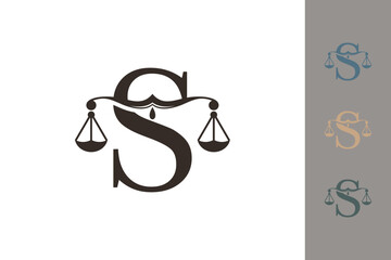 justice law logo with letter s logo design concept