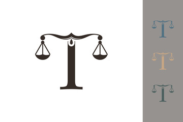 justice law logo with letter t logo design concept