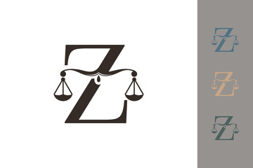 justice law logo with letter z logo design concept