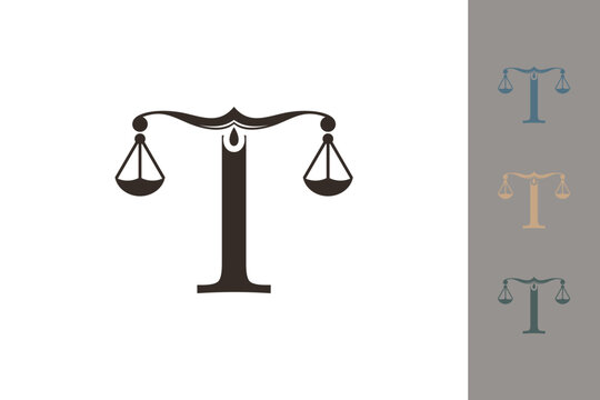 justice law logo with letter t logo design concept