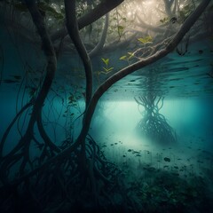 a mangrove forest underwater wallpaper 