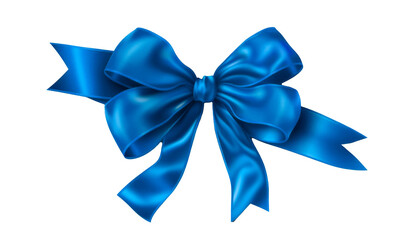 Lazo de regalo. Cinta de tela azul oscuro con un lazo, aislada en un fondo transparente.