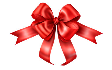 Fototapeta premium Lazo de regalo. Cinta de tela roja con un lazo, aislada en un fondo transparente.