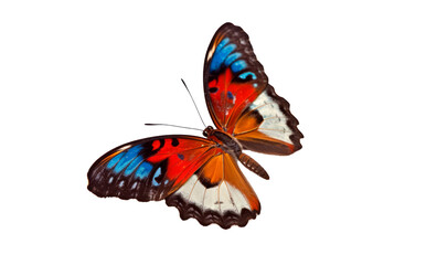 Fototapeta na wymiar Mariposa de colores muy hermosa con alas extendidas aislada en un fondo transparente.