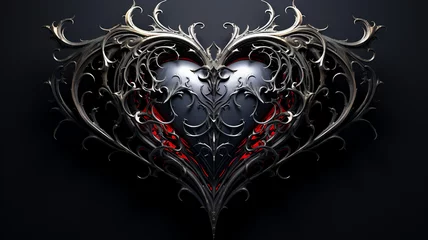 Fotobehang Dark Romance, Gothic Heart Shaped Design Embracing Gothic Styles © ELmahdi-AI