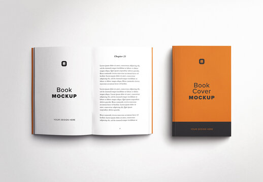 Paperback Book Mockup Cover and Open