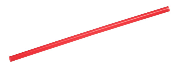 Plastic drinking red straw isolated on white, clipping path
