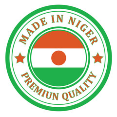 The sign is made in Niger. Framed with the flag of the country