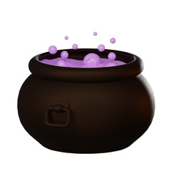 Halloween witch pot 3D icon isolate white background. 3D illustration render.