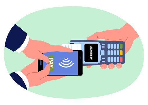 phone payment transaction, hands, pos terminal, approved clip art preview