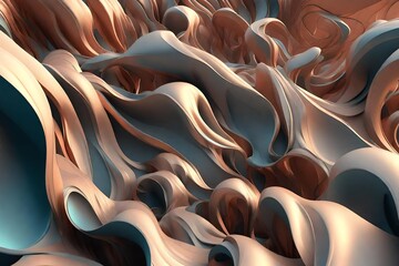 Abstract 3D Render with Organic, Undulating Forms,,.
