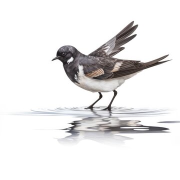 Wilsons storm-petrel bird isolated on white background.