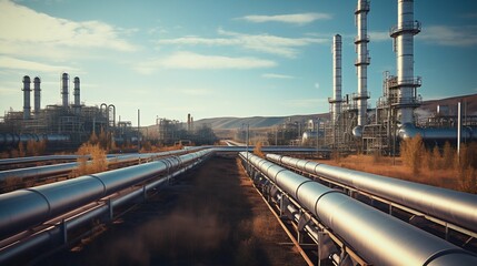 Fototapeta premium Energy Veins: The Intricate Web of Oil and Gas Pipelines. Generative ai