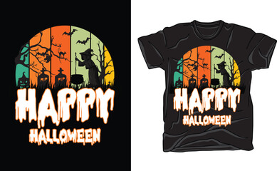 Halloween T-Shirt Design, Happy Halloween T- Shirt Design - Halloween party invitation