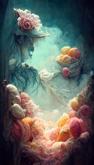 Obraz na płótnie Canvas peaches and cream sandman dreams intricate detailed HD unreal universal pastel punk rock 