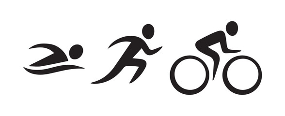 Silhouttes of sport, running, swimming and biking vector