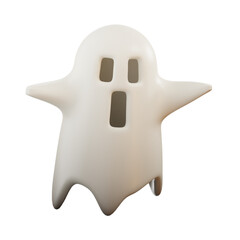 3d rendering of halloween cute ghost icon. Describe satifying and positif rating that can use social media advertising, flyer, template.