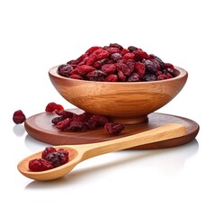 Dried Cranberry on Wooden board w Bowl