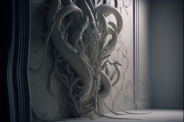 Completely white background Venom tentacles extending Tentacles only Thin frail black and dug into the wall Like mould on the wall Slowly eroding 4k oily sheenVFXWETAVFX breakdown 8K 