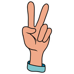 Hand gesture V sign