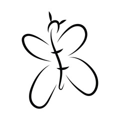 scribble line butterfly illustration, line drawing of butterfly vector elements