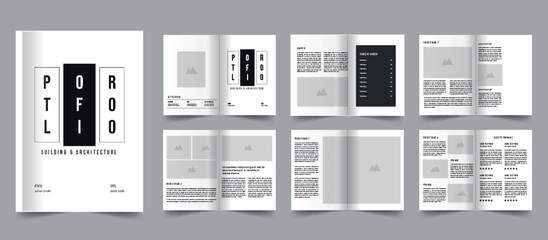Architecture portfolio template or portfolio layout design - obrazy, fototapety, plakaty