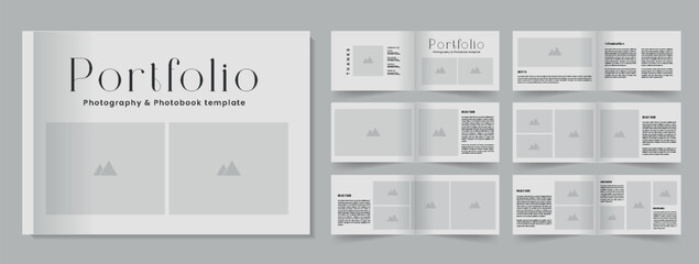 Minimal portfolio layout landscape photography portfolio template photobook - obrazy, fototapety, plakaty