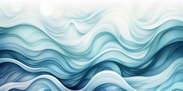 Blue and white abstract ocean wave texture. Banner Graphic Resource as background for ocean wave abstract graphics. Winter water wavy texture for web mobile backdrop. Cold weather travel illustration