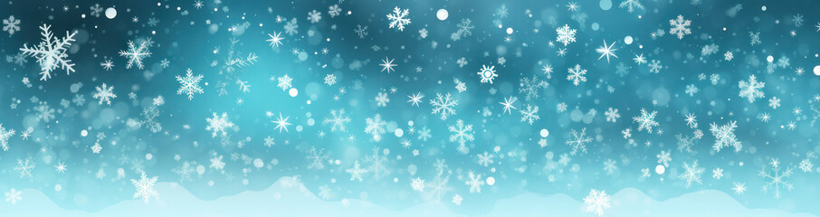 Naklejka na ściany i meble Snowy Delight: Captivating Christmas Banner with Glittering Snowflakes. Generative AI