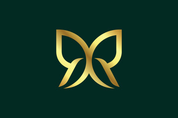 Luxury butterfly and R letter logo concept - obrazy, fototapety, plakaty
