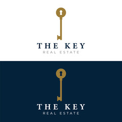 Retro luxury home or hotel or real estate key template logo with creative idea. - obrazy, fototapety, plakaty