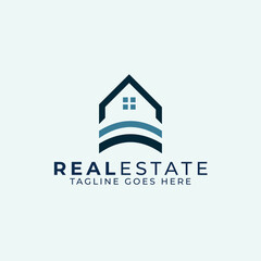 Naklejka premium Real Estate Logo Design with Minimalist Style, House Builder Logo Template