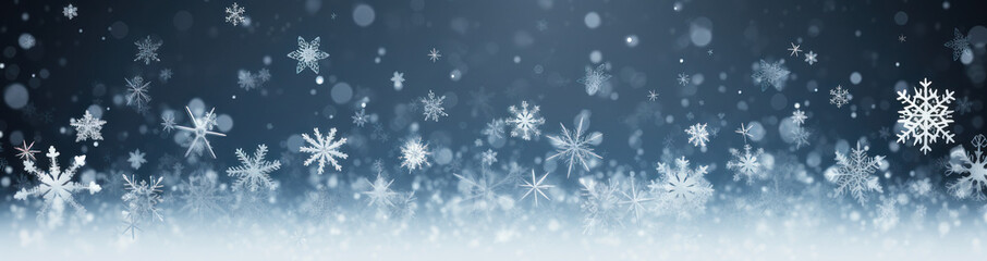 Fototapeta na wymiar Frosty Elegance: Celebratory Christmas Banner Featuring Sparkling Snowflakes. Generative AI
