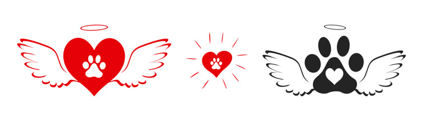 Heart paw icon vector set. Dog paw illustration sign collection. love dog symbol. © Vitechek