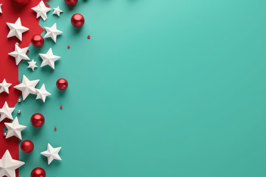 Red and white stars on a turquoise background