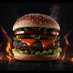 Free the best hot spicy burger photography images will satisfy your cravings, Generative AI