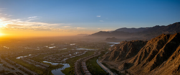 Aerial views of sunrise in La Quinta  © The Desert Photo