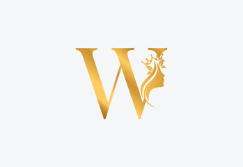 beauty monogram letter W woman silhouette logo design