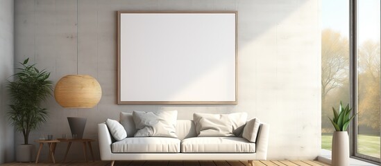 a contemporary interior with an empty frame