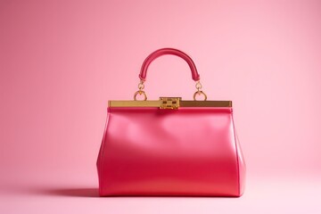 pink woman hand bag isolated on bright background