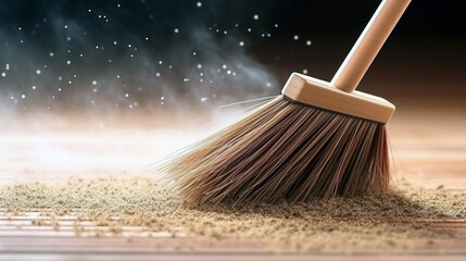 Close-up view of fine broom bristles in detail.