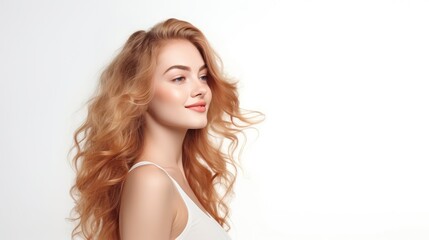 Naklejka premium Woman portrait on white background - generative ai