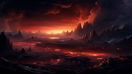 Fototapeta premium Fire after planet background painting high resolution Ai generated art