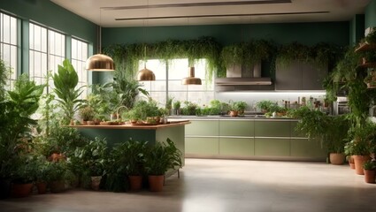 Fototapeta na wymiar A Digitally Rendered Ecological Kitchen by Carpoforo Tencalla