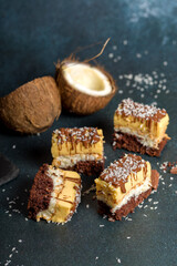 Chocolate cake with coconut shavings