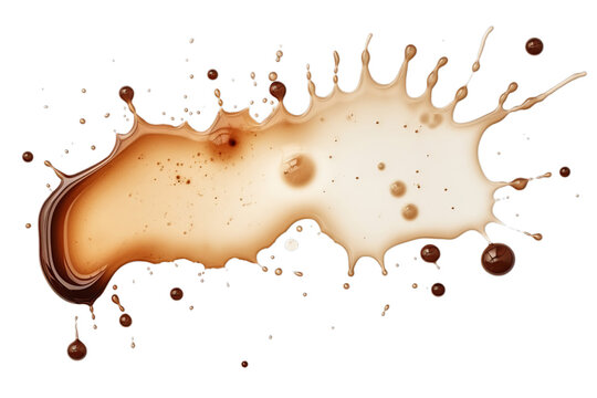 Coffee stains on transparent background. Coffee and tea stains on a cup bottom, free high-resolution PNG image. Liquid fleck of coffee or café stain, isolated on white backdrop.