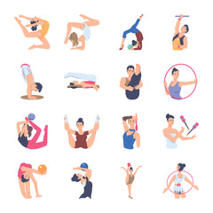 Collection of Rhythmic Gymnastics Flat Characters 


