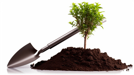 Explore a close-up view of a shovel with freshly dug soil, capturing its reflection and showcasing the essential gardening tool in action.